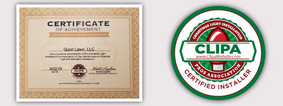 Quiet Lawn LLC — CLIPA Certificate of Achievement and Certified Installer badge